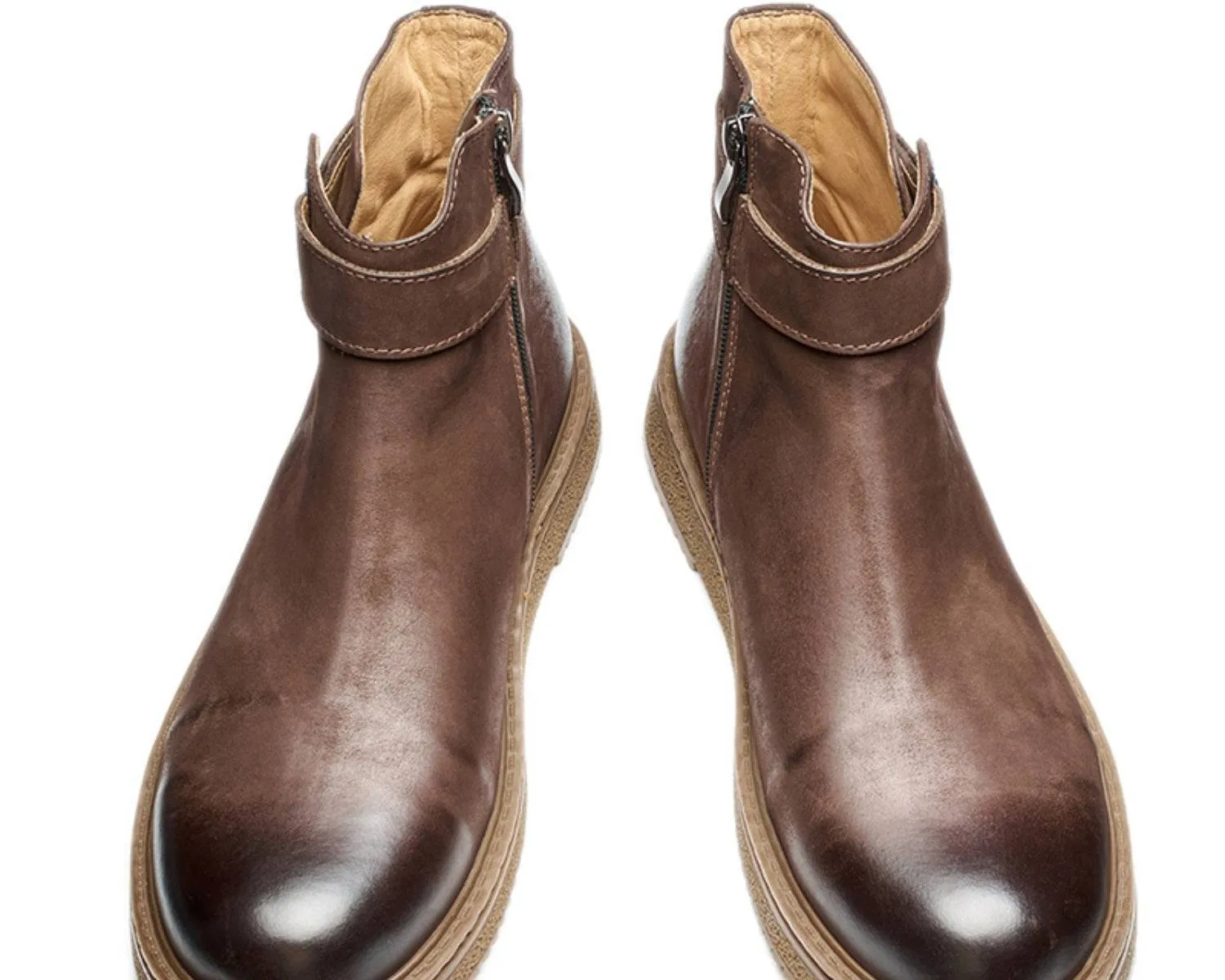 Men's Leather Chelsea Boots with Zipper - Goodyear Welt Construction