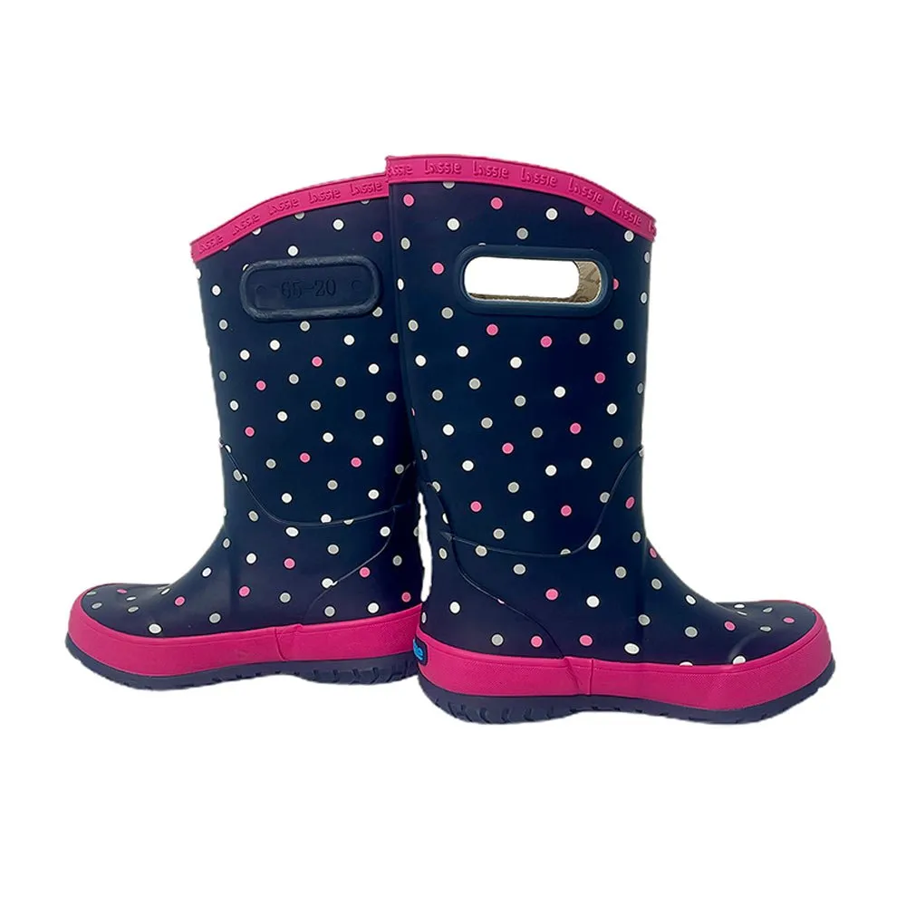 Ms. Dotty Curve ,  Flexible Rubber Rain Gumboots for Toddlers and Kids