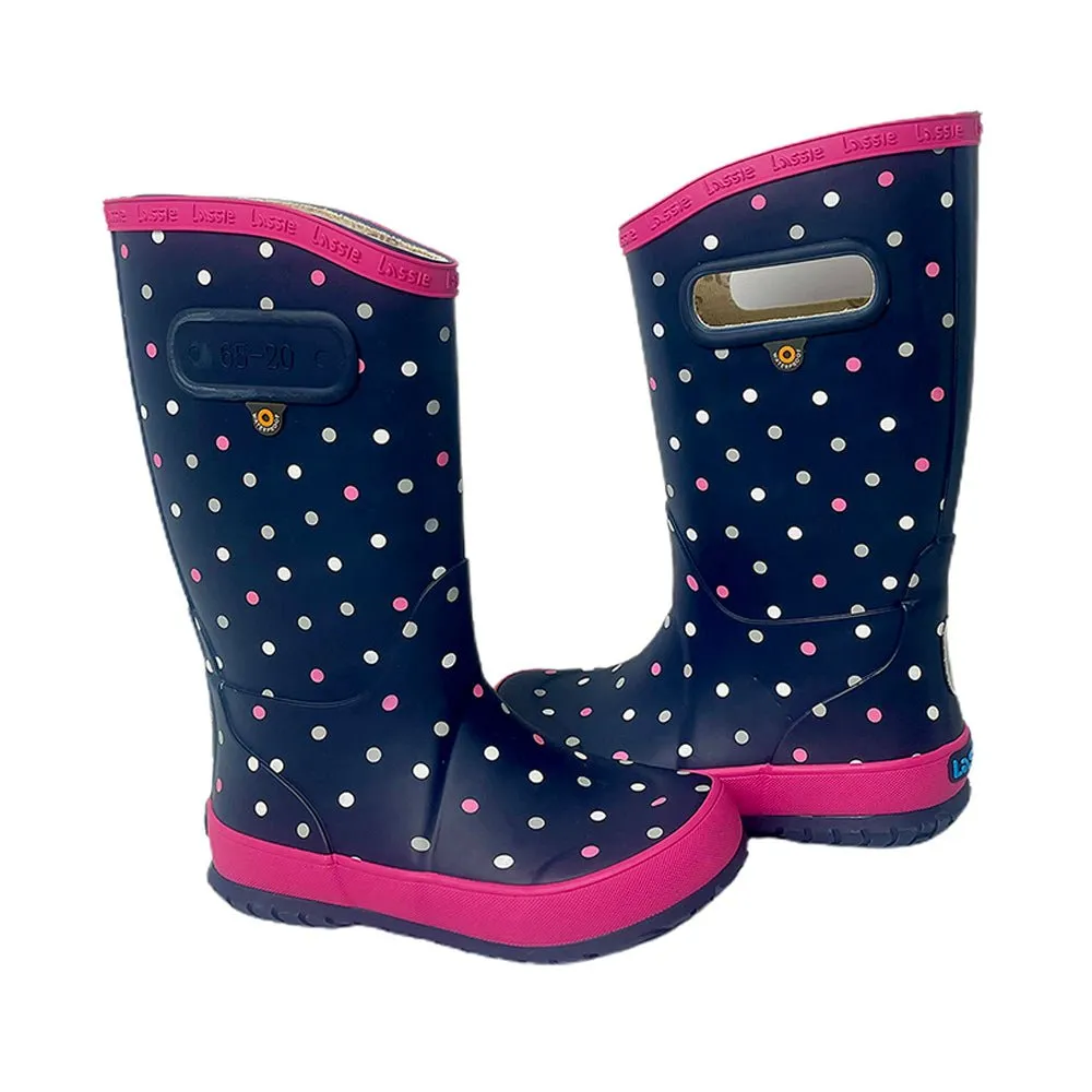 Ms. Dotty Curve ,  Flexible Rubber Rain Gumboots for Toddlers and Kids