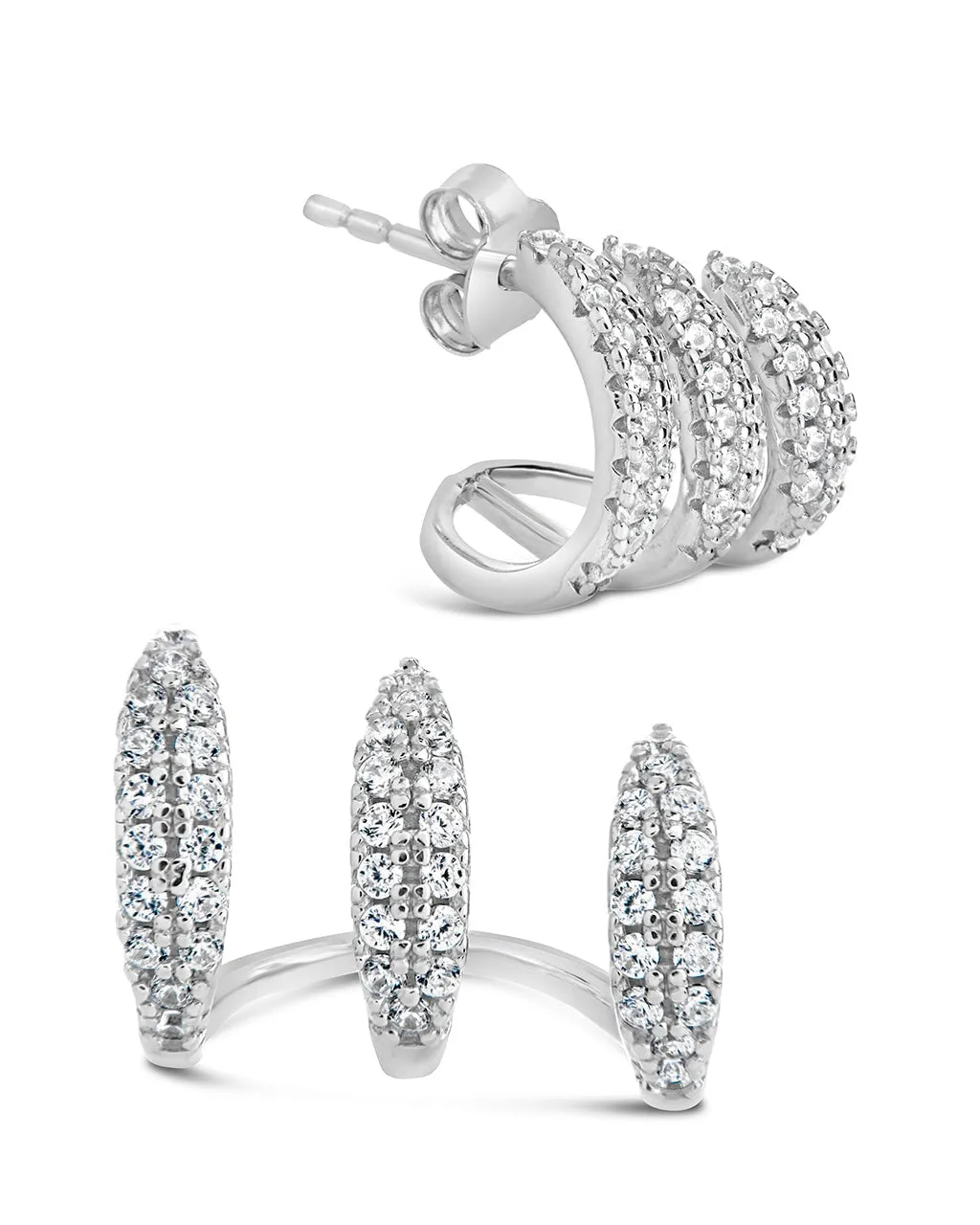 Nicolette CZ Cuff Stud Earrings