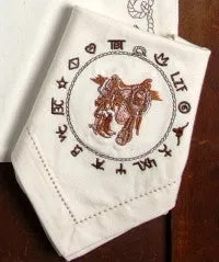 "Boots & Saddle" 100% Cotton Embroidered Napkins - 4-Piece Set