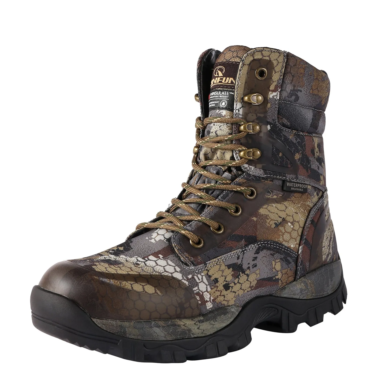 RUNFUN Men's 8" Waterproof Hunting Shoes Camo Tactical Military Boot RF2304-8OT2