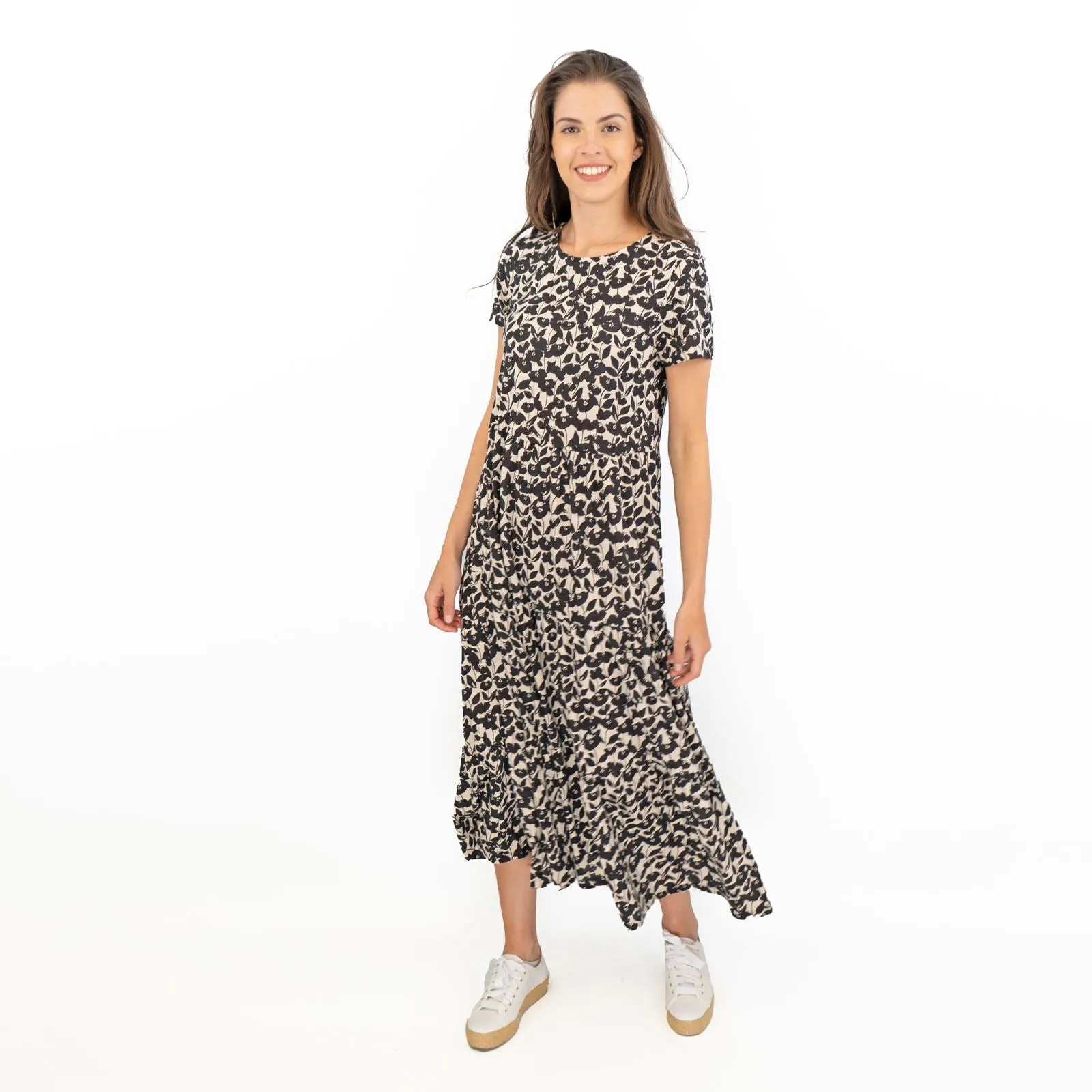 Seasalt Black Floral Line Strokes Midi Dress