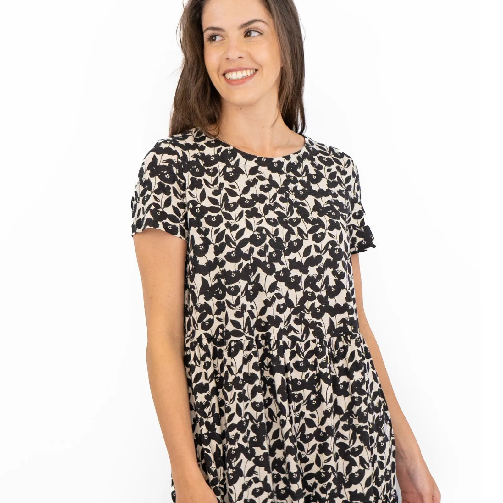 Seasalt Black Floral Line Strokes Midi Dress