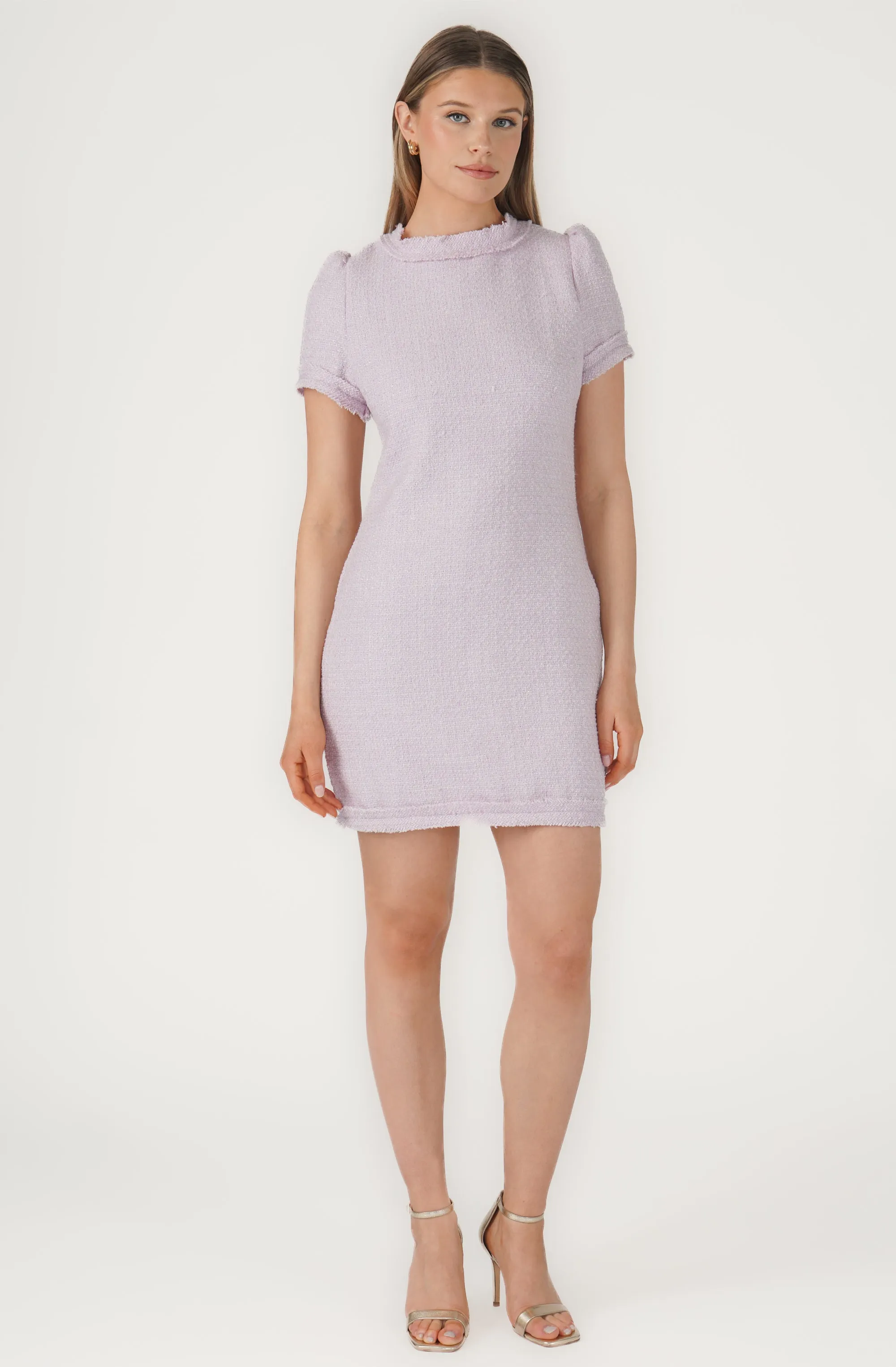 Short Sleeve Lurex Boucle Dress