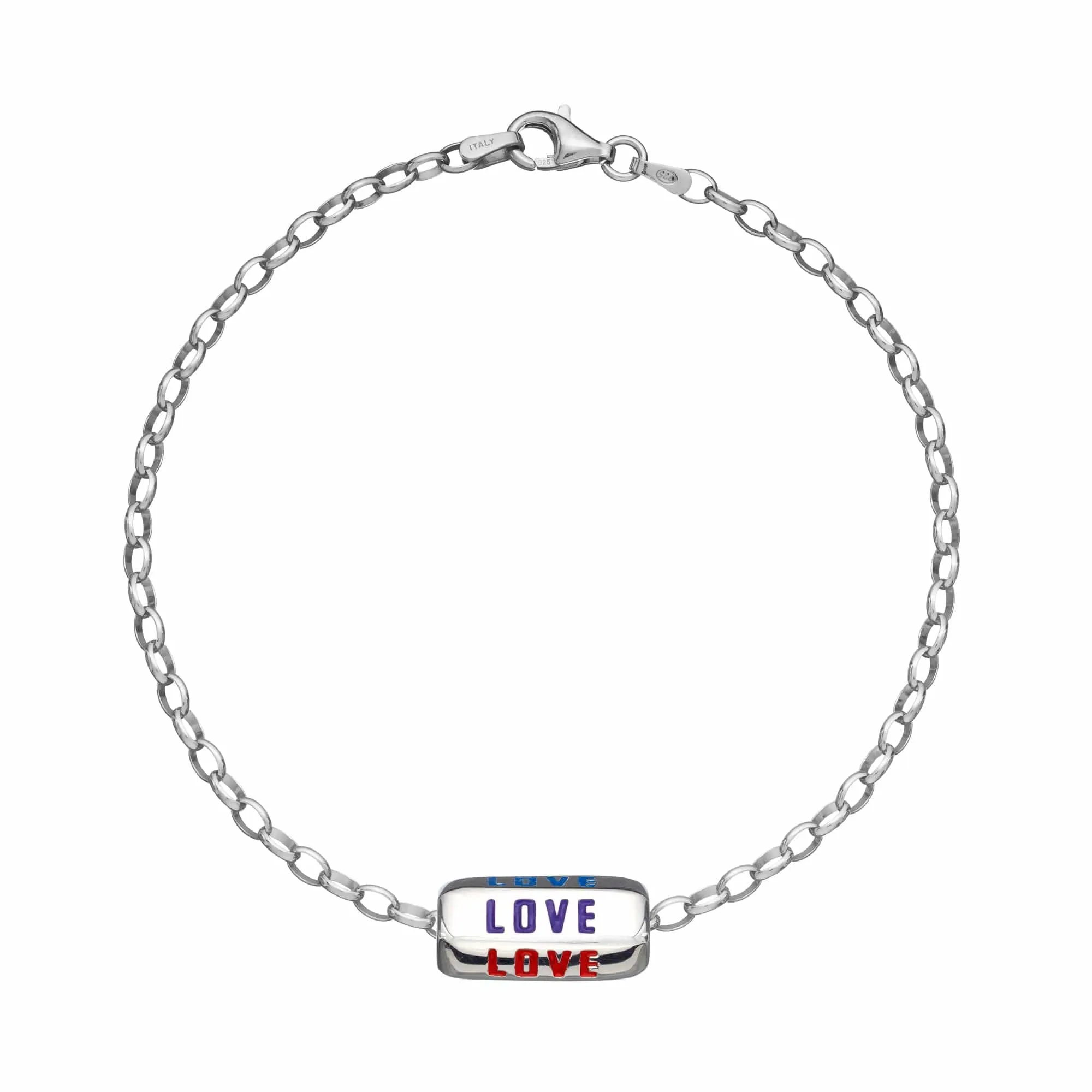 Silver Love is All Around Charm Bracelet (Rainbow)