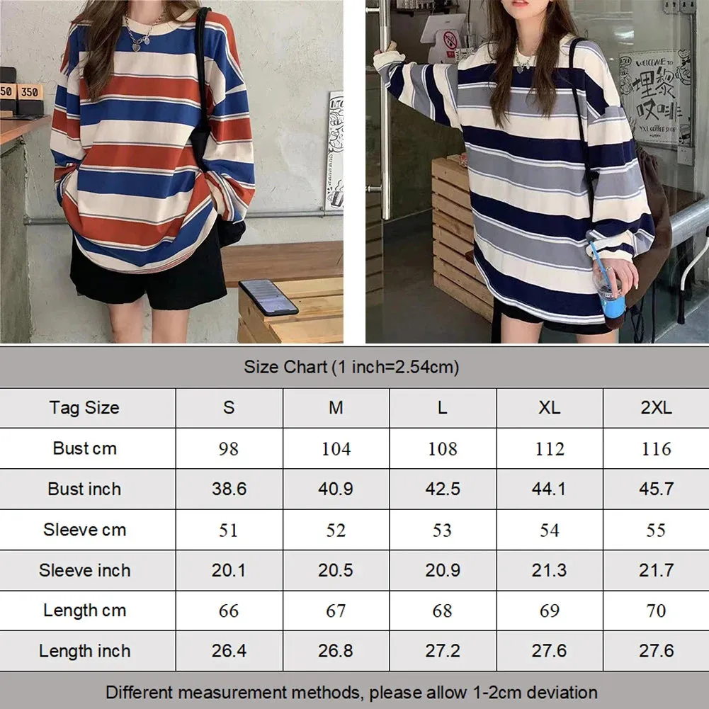 Spring Autumn Striped Hoodies Women Fashion Long Sleeve Hoodie Sweatshirt Cotton Pullovers Casual Oversized Coat