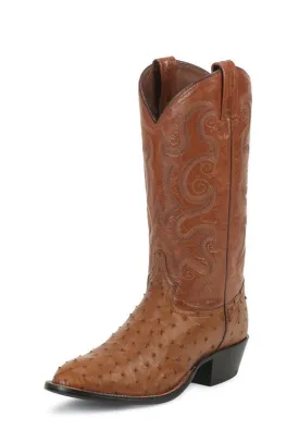 Tony Lama Mens Peanut Brittle Full Quill Ostrich Round Toe Boots